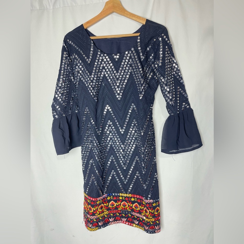 3 pieces Salwar Indian stitched  foil mirror embroidered